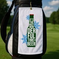 It's The Most Wonderful Time For Beer Funny Christmas Golf Towel thumb 2