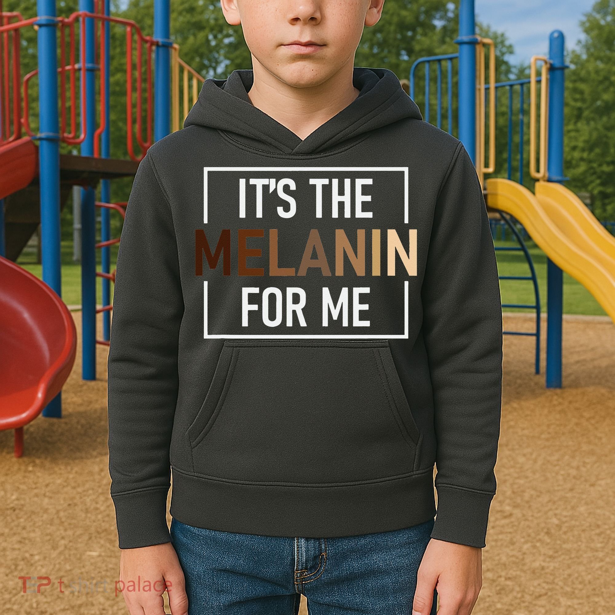 Its The Melanin For Me Melanated Black History Month Kids Hoodie