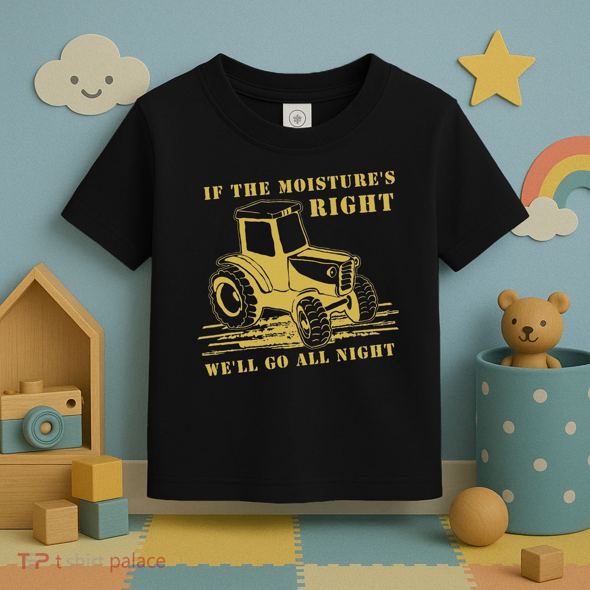 If The Moisture's Right Funny Farmer Tractor Toddler T-Shirt