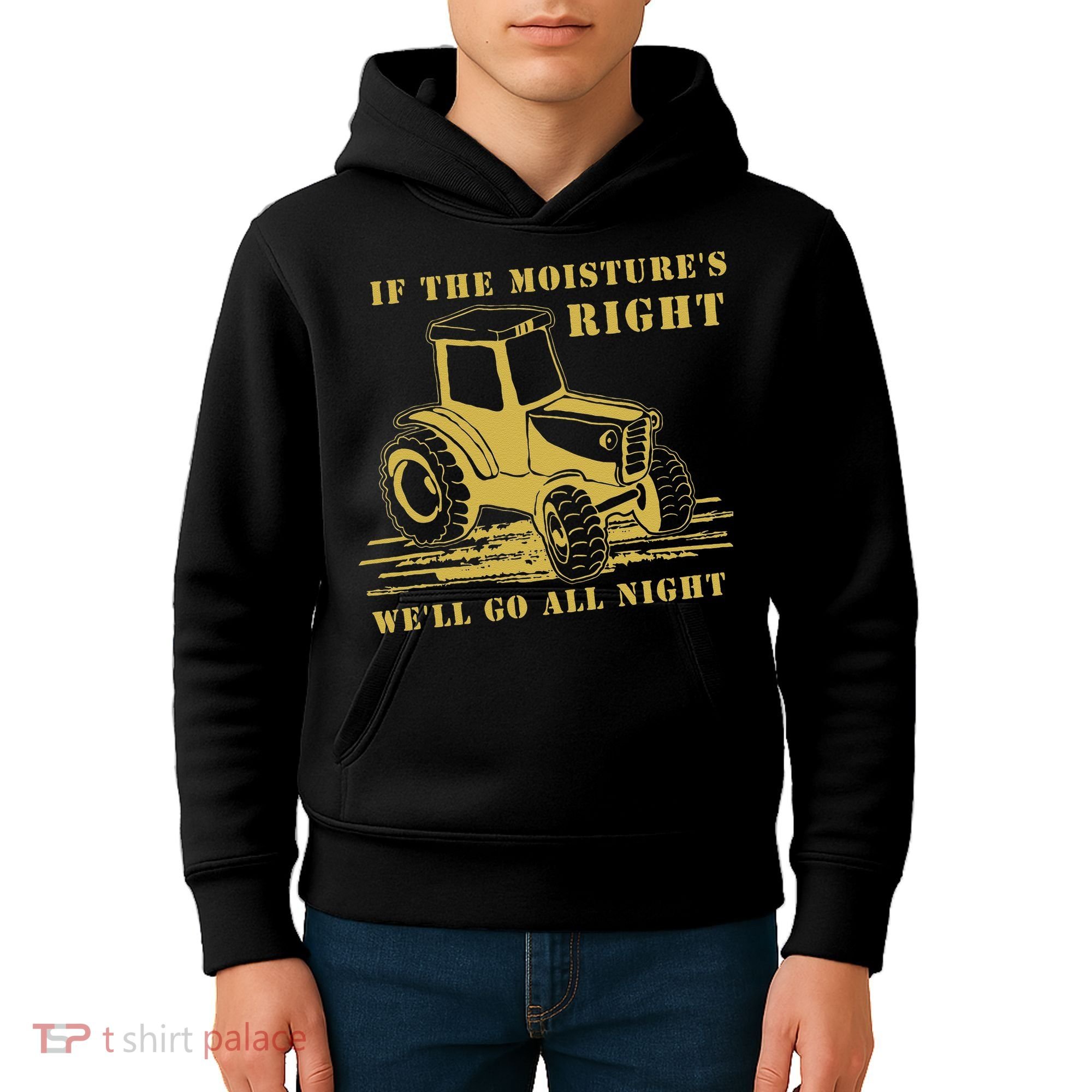 If The Moisture's Right Funny Farmer Tractor Kids Hoodie