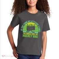 If Think My Attitude Stinks You Should Smell My Hockey Bag Kids T-Shirt thumb 2