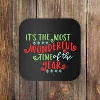 It's The Most Wonderful Time Of The Year Cute Christmas Coaster thumb 0