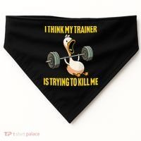 I Think My Trainer Is Trying To Kill Me Funny Workout Gym USA-Made Doggie Bandana thumb 0