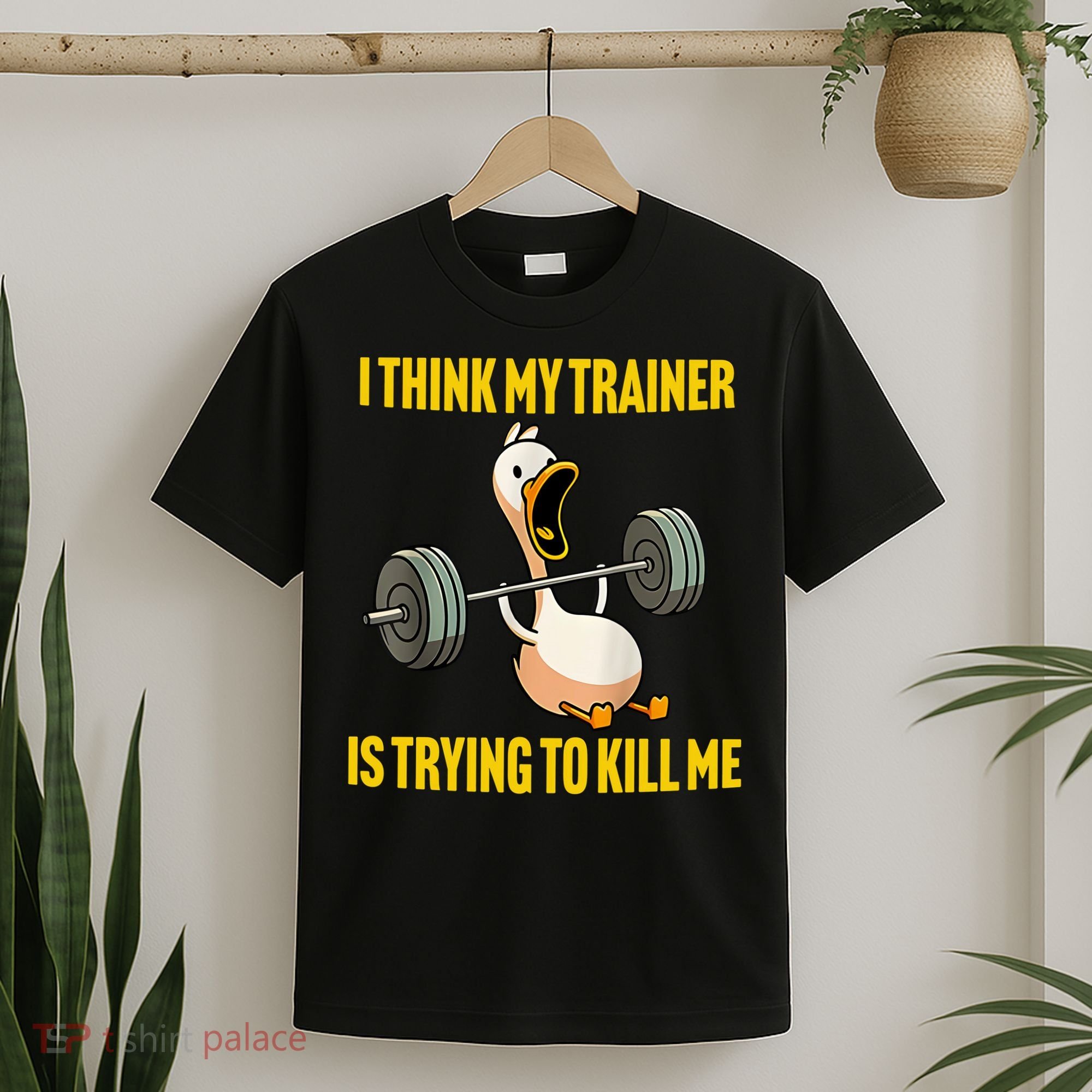 I Think My Trainer Is Trying To Kill Me Funny Workout Gym T-Shirt