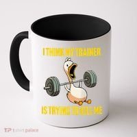 I Think My Trainer Is Trying To Kill Me Funny Workout Gym Coffee Mug thumb 0