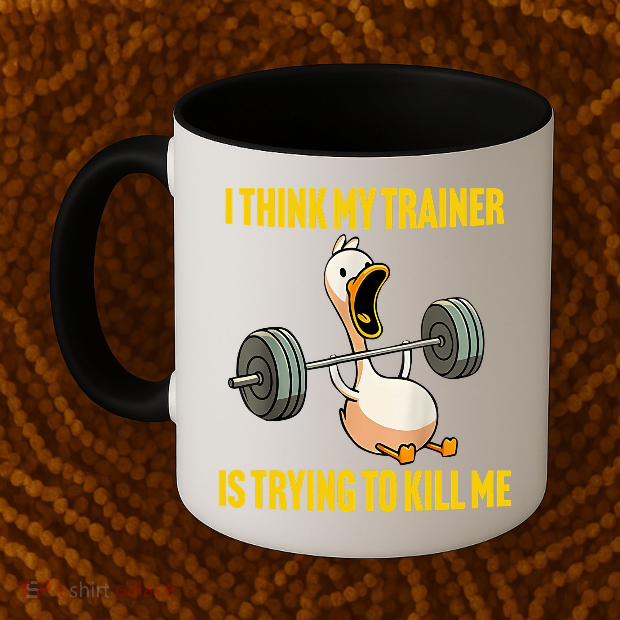 I Think My Trainer Is Trying To Kill Me Funny Workout Gym Coffee Mug