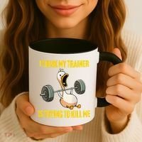 I Think My Trainer Is Trying To Kill Me Funny Workout Gym Coffee Mug thumb 3