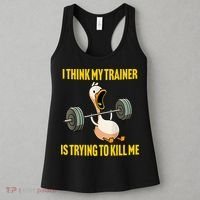 I Think My Trainer Is Trying To Kill Me Funny Workout Gym Women's Tank Top thumb 3