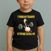 I Think My Trainer Is Trying To Kill Me Funny Workout Gym Toddler T-Shirt thumb 2