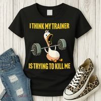 I Think My Trainer Is Trying To Kill Me Funny Workout Gym Women's T-Shirt thumb 3