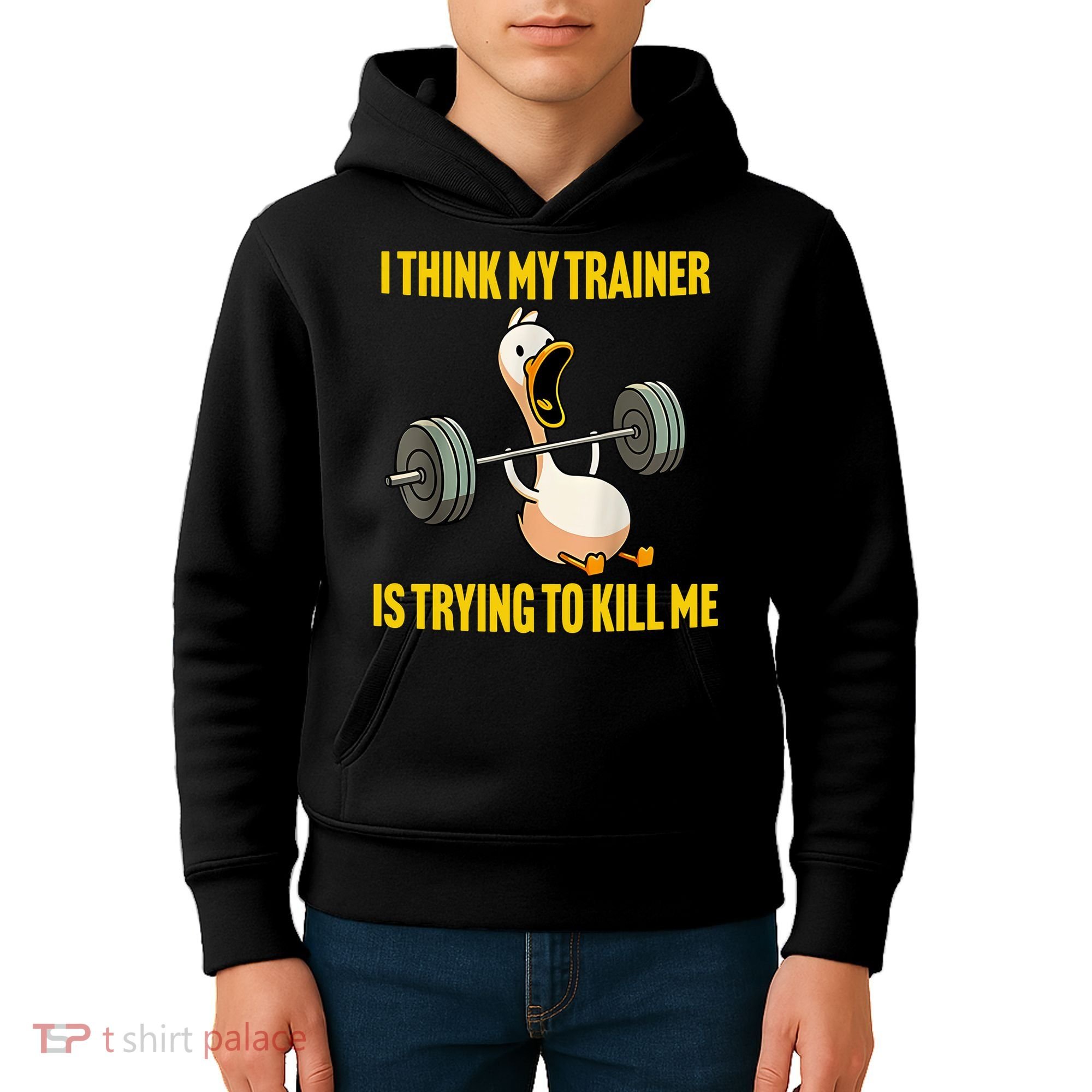 I Think My Trainer Is Trying To Kill Me Funny Workout Gym Kids Hoodie
