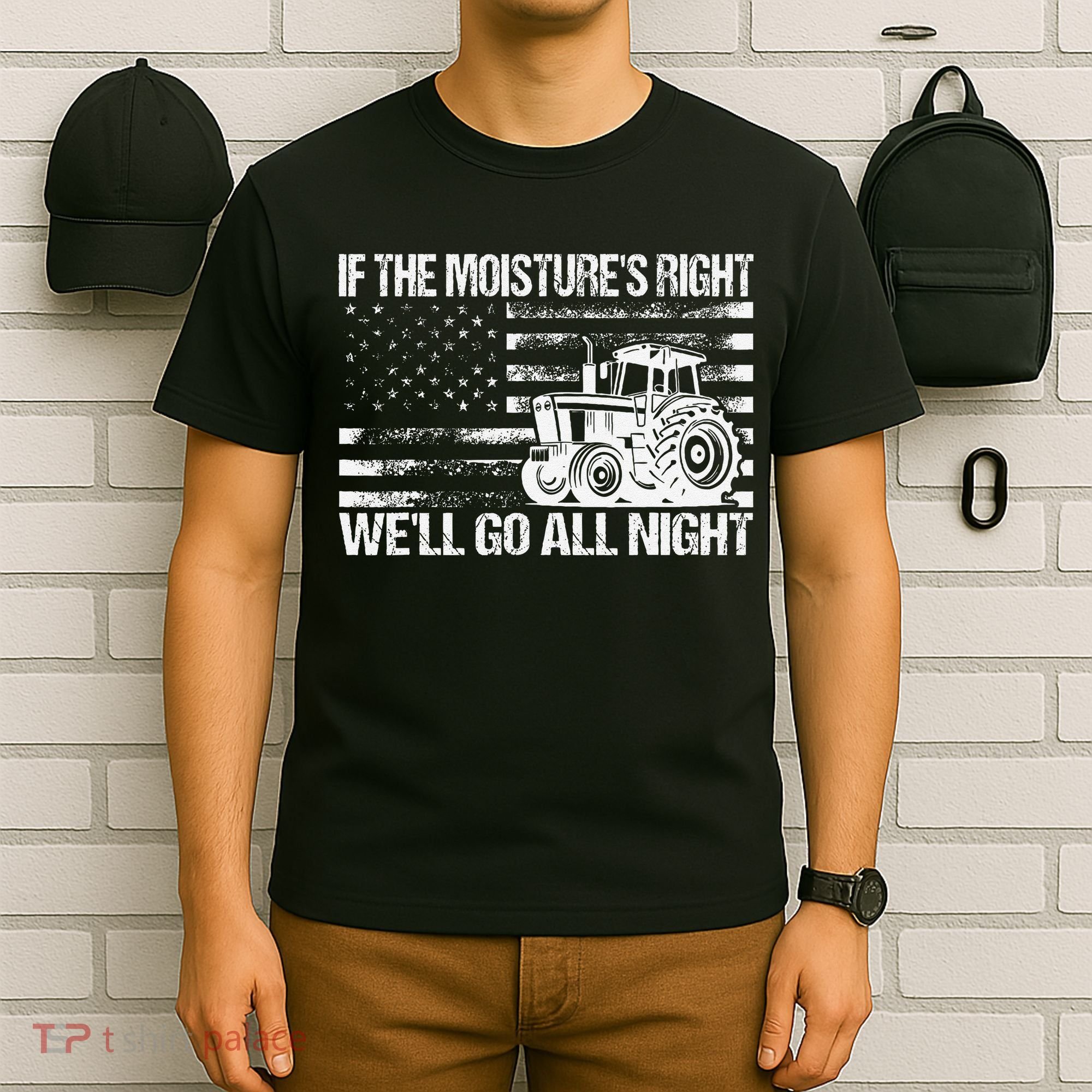 If The MoistureS Right WeLl Go All Night Vintage Usa Flag T-Shirt