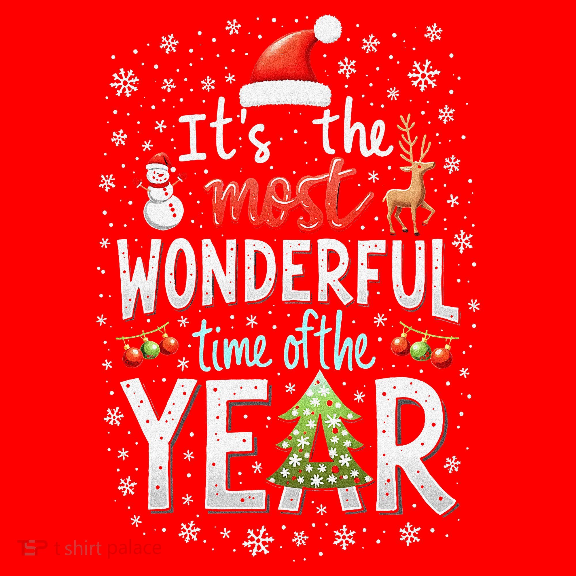 ItS The Most Wonderful Time Of The Year Xmas Christmas Tree Santa Hat