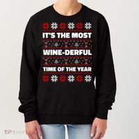 It's The Most WineDerful Time Of The Year Fun Ugly Christmas Women's Sweatshirt thumb 0