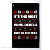 It's The Most WineDerful Time Of The Year Fun Ugly Christmas Golf Towel thumb 0