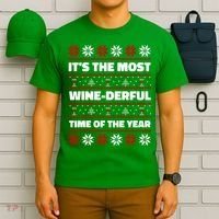 It's The Most WineDerful Time Of The Year Fun Ugly Christmas T-Shirt thumb 6
