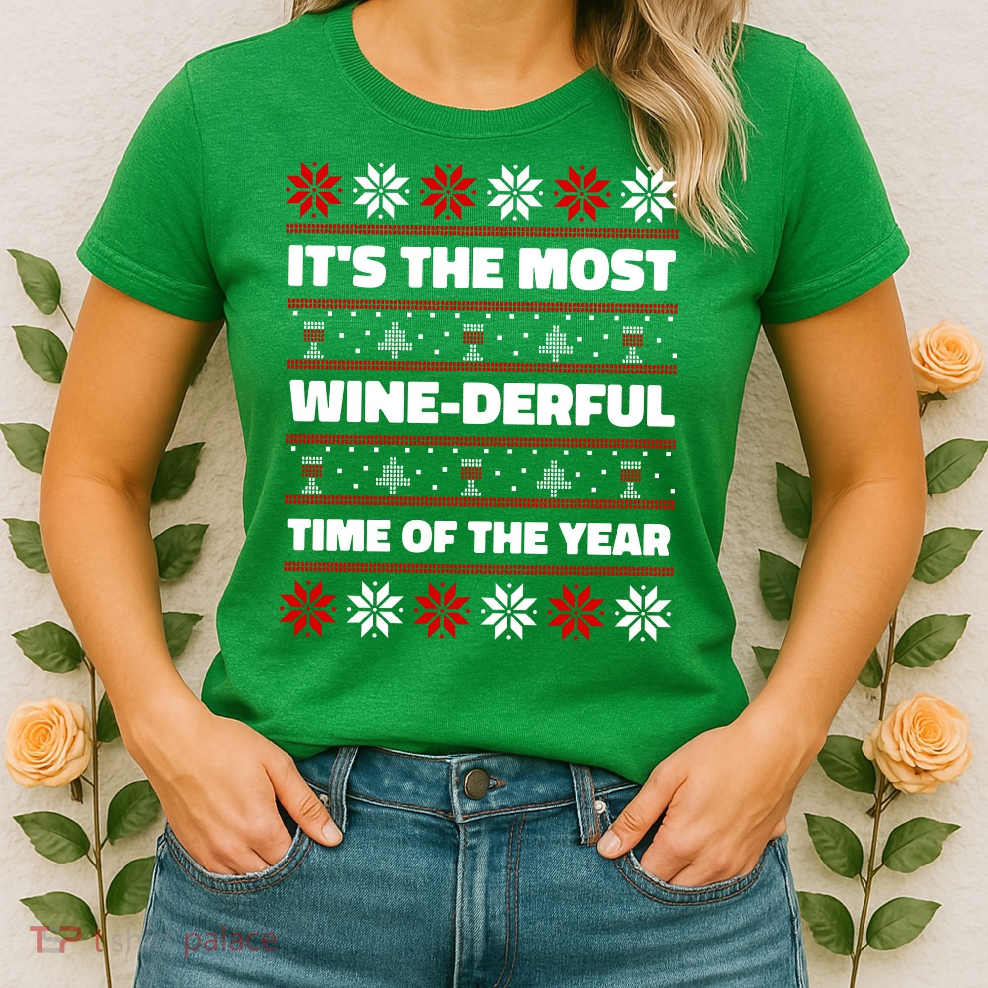 It's The Most WineDerful Time Of The Year Fun Ugly Christmas Women's T-Shirt
