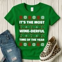 It's The Most WineDerful Time Of The Year Fun Ugly Christmas Women's T-Shirt thumb 3
