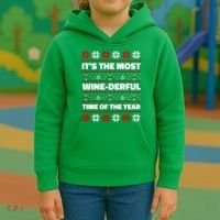 It's The Most WineDerful Time Of The Year Fun Ugly Christmas Kids Hoodie thumb 3