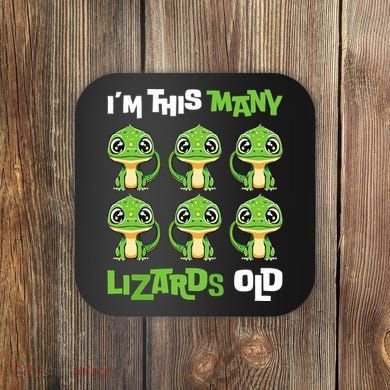 IM This Many Lizards Old Cute Lizard 6th Birthday 6 Years Coaster