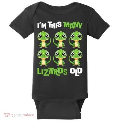 IM This Many Lizards Old Cute Lizard 6th Birthday 6 Years Baby Bodysuit