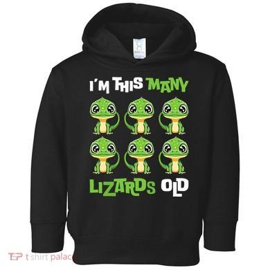 IM This Many Lizards Old Cute Lizard 6th Birthday 6 Years Toddler Hoodie