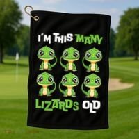 IM This Many Lizards Old Cute Lizard 6th Birthday 6 Years Golf Towel thumb 1
