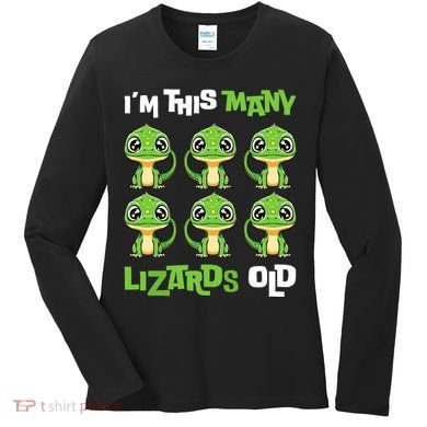 IM This Many Lizards Old Cute Lizard 6th Birthday 6 Years Women's Long Sleeve Shirt