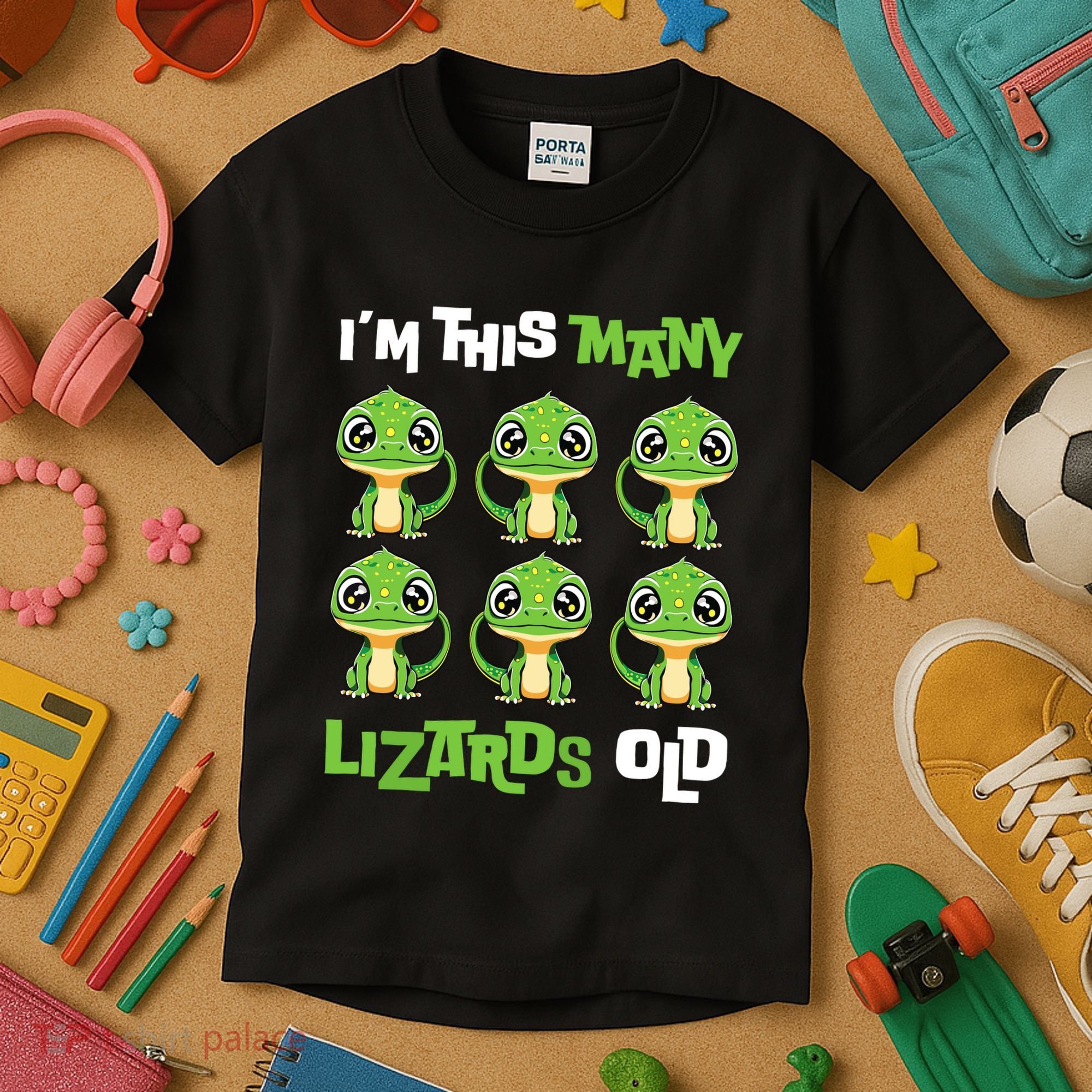 IM This Many Lizards Old Cute Lizard 6th Birthday 6 Years Kids T-Shirt
