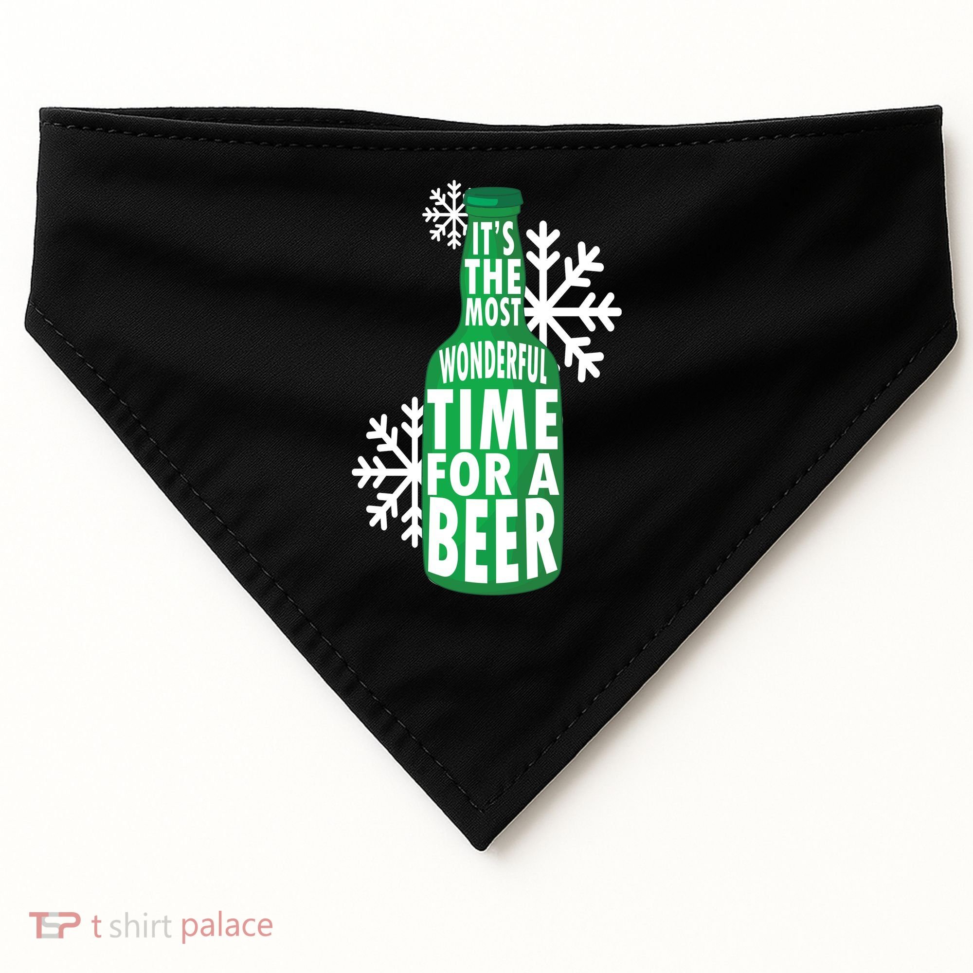 Its The Most Wonderful Time For A Beer Funny Christmas USA-Made Doggie Bandana