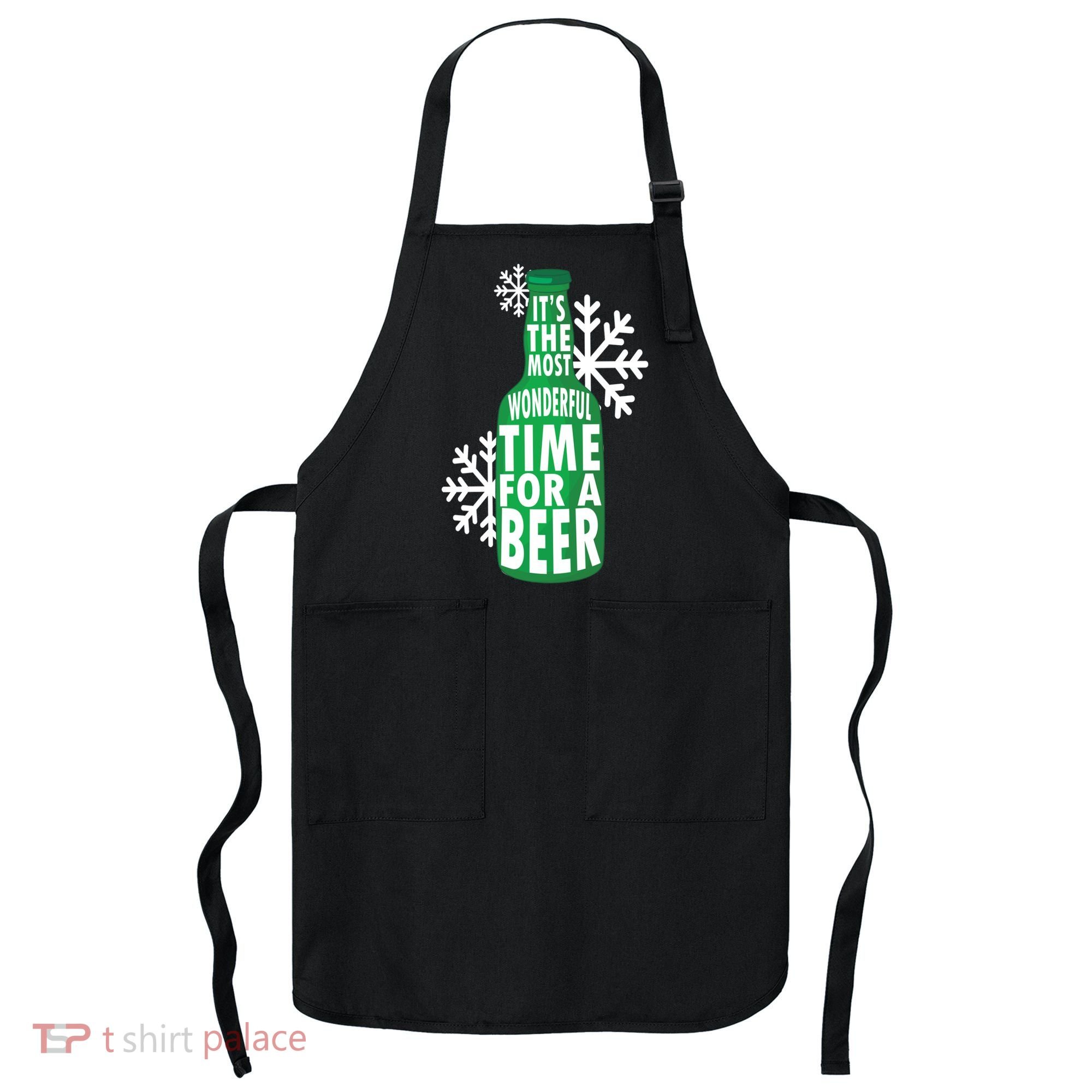 Its The Most Wonderful Time For A Beer Funny Christmas Apron