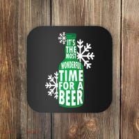 Its The Most Wonderful Time For A Beer Funny Christmas Coaster thumb 0