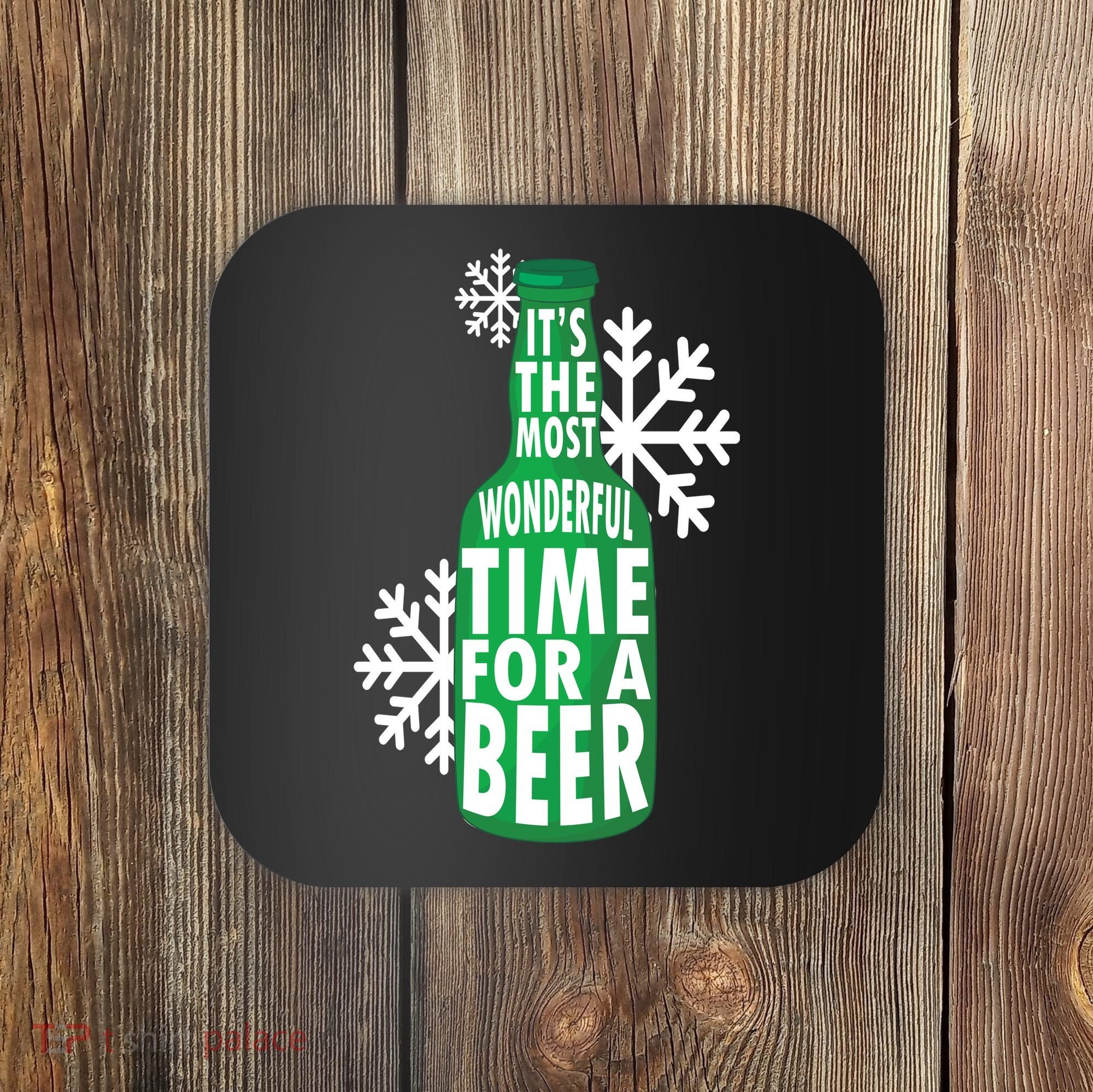 Its The Most Wonderful Time For A Beer Funny Christmas Coaster
