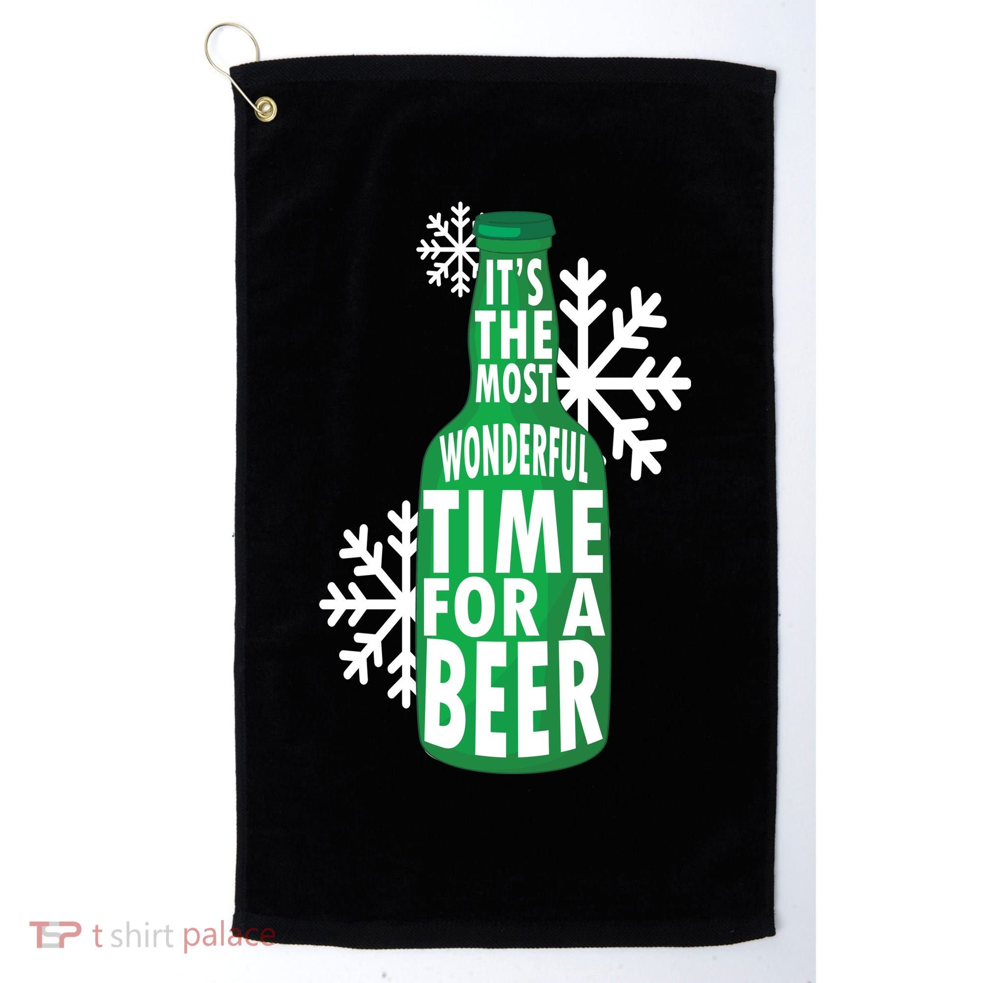Its The Most Wonderful Time For A Beer Funny Christmas Golf Towel