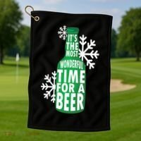 Its The Most Wonderful Time For A Beer Funny Christmas Golf Towel thumb 1