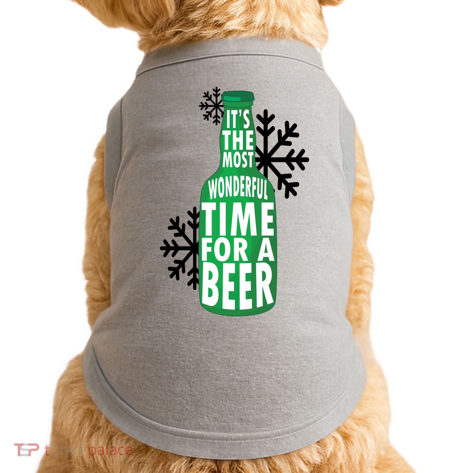 Its The Most Wonderful Time For A Beer Funny Christmas Doggie Tank
