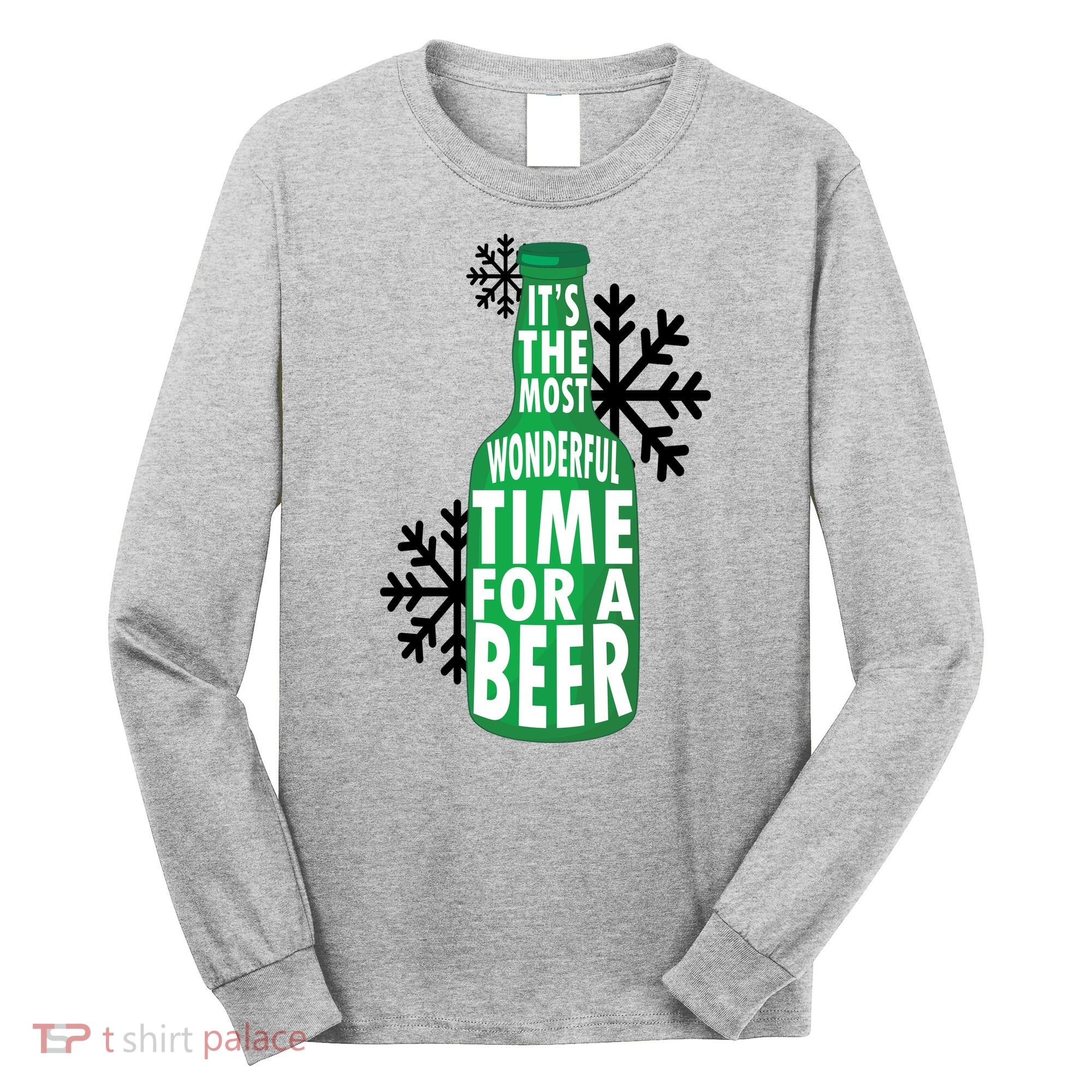 Its The Most Wonderful Time For A Beer Funny Christmas Long Sleeve Shirt
