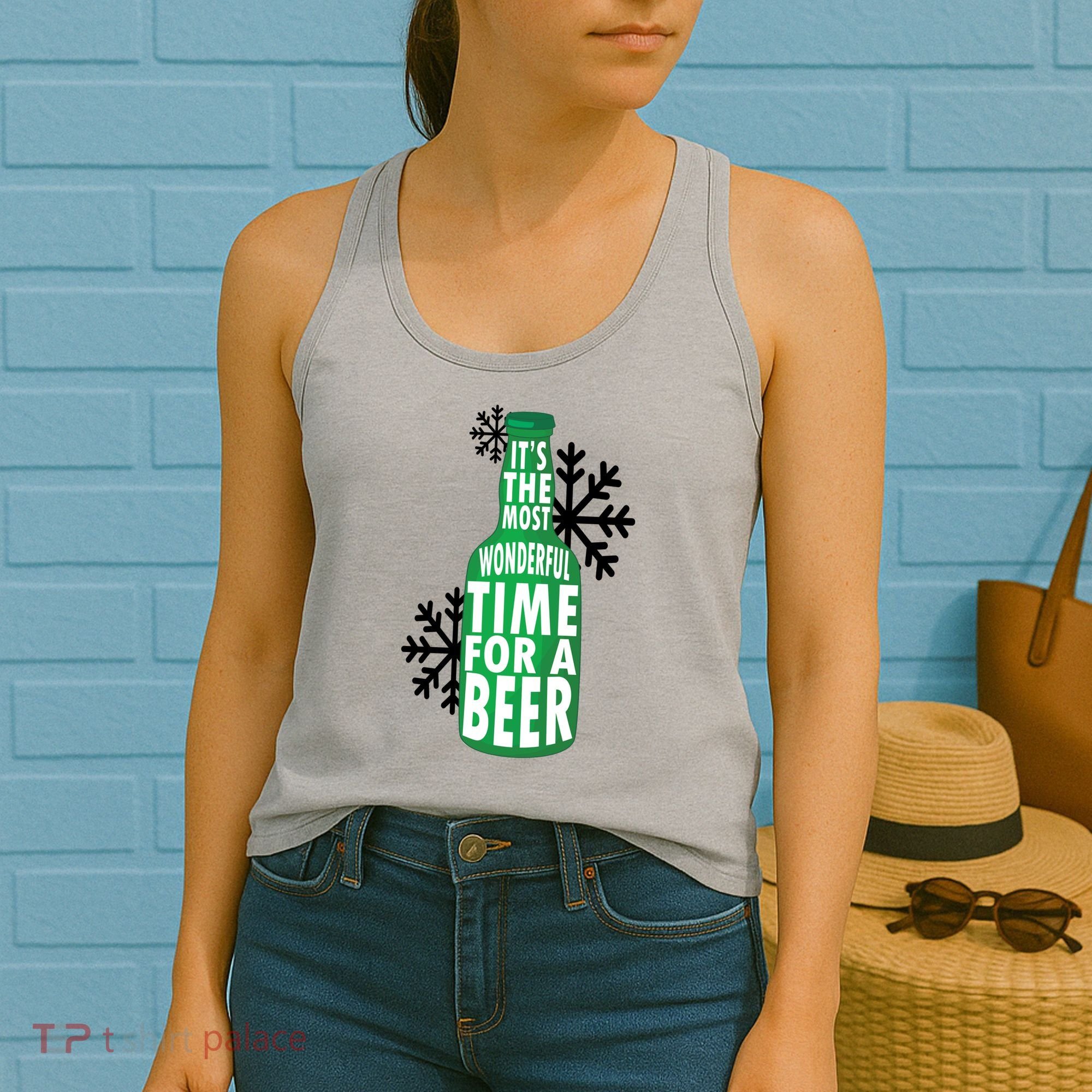 Its The Most Wonderful Time For A Beer Funny Christmas Women's Tank Top