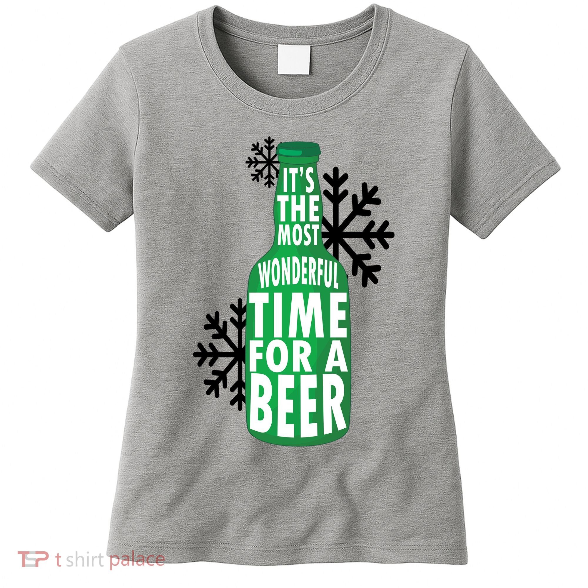 Its The Most Wonderful Time For A Beer Funny Christmas Women's T-Shirt