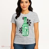 Its The Most Wonderful Time For A Beer Funny Christmas Women's T-Shirt thumb 4