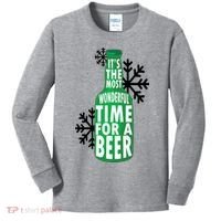 Its The Most Wonderful Time For A Beer Funny Christmas Kids Long Sleeve Shirt thumb 0