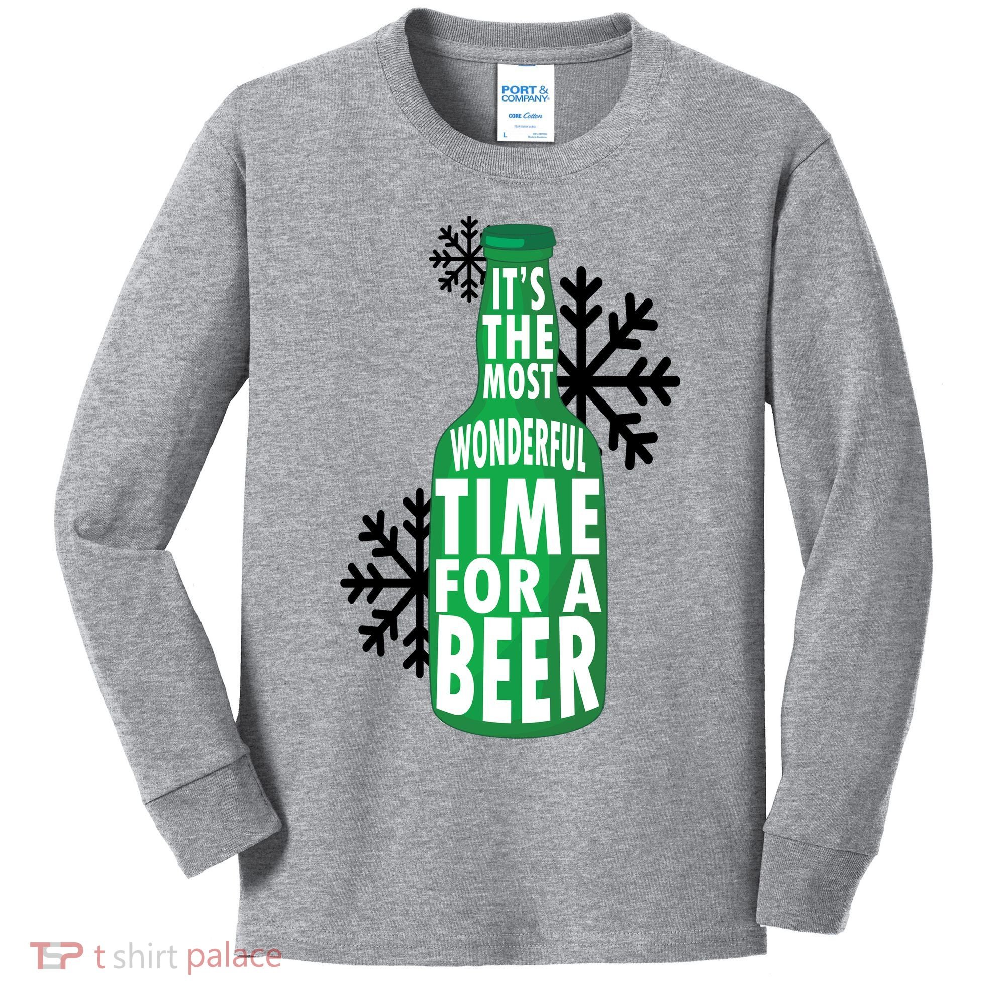 Its The Most Wonderful Time For A Beer Funny Christmas Kids Long Sleeve Shirt