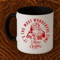 It's The Most Wonderful Time Santa Drinking Beer Christmas Coffee Mug thumb 2