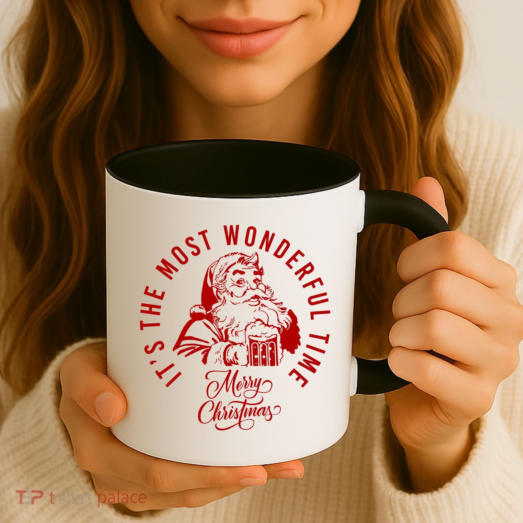 It's The Most Wonderful Time Santa Drinking Beer Christmas Coffee Mug