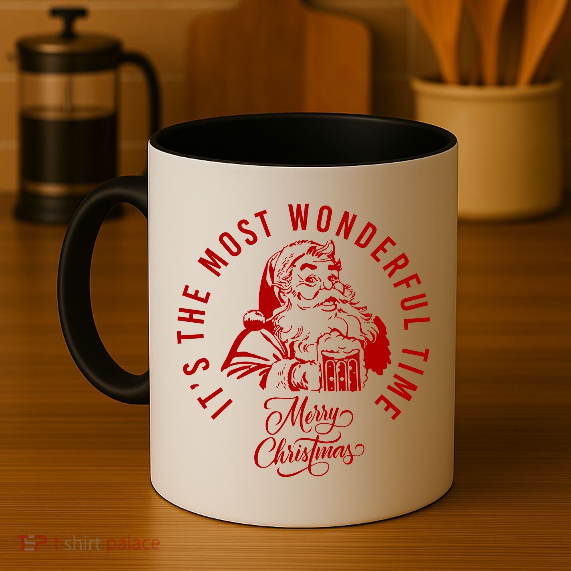 It's The Most Wonderful Time Santa Drinking Beer Christmas Coffee Mug