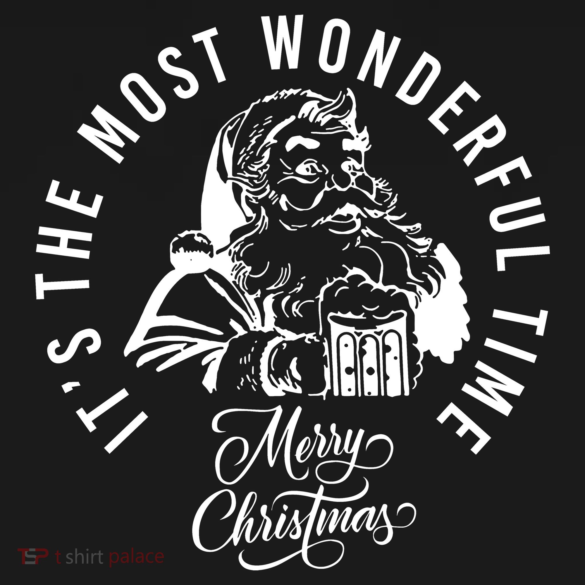 It's The Most Wonderful Time Santa Drinking Beer Christmas Women's Hoodie
