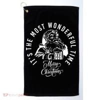 It's The Most Wonderful Time Santa Drinking Beer Christmas Golf Towel thumb 0