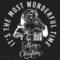 It's The Most Wonderful Time Santa Drinking Beer Christmas Golf Towel thumb 3