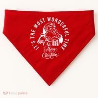It's The Most Wonderful Time Santa Drinking Beer Christmas USA-Made Doggie Bandana thumb 0