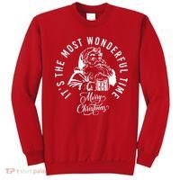 It's The Most Wonderful Time Santa Drinking Beer Christmas Sweatshirt thumb 0